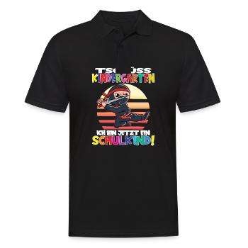 Tschüss Kindergarten Ich Bin Jetzt Ein Schulkind! - Männer Poloshirt - Schwarz - Vorne - Kai (181cm)