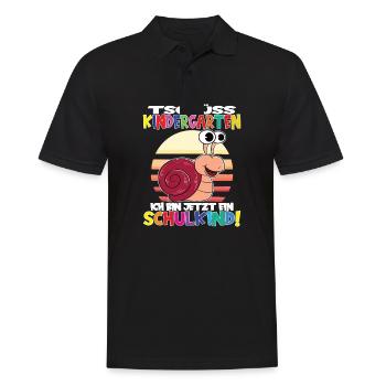 Tschüss Kindergarten Ich Bin Jetzt Ein Schulkind! - Männer Poloshirt - Schwarz - Vorne - Kai (181cm)