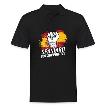 Not Spaniard But Supportive Spain Flag Country - Men's Polo Shirt - black - Front - Kai (181cm)