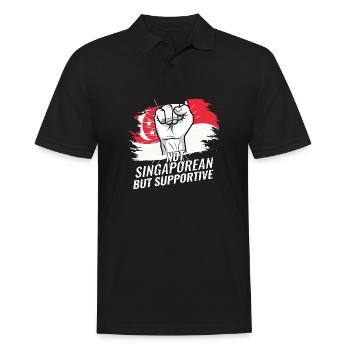 Pas Singapourien mais favorable au drapeau de Singapour - Polo Homme - noir - Devant - Kai (181cm)