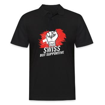 Pas suisse mais favorable Suisse Pays du drapeau - Polo Homme - noir - Devant - Kai (181cm)