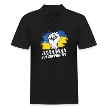 Pas ukrainien mais favorable à l’Ukraine Pays drapeau - Polo Homme - noir - Devant - Kai (181cm)