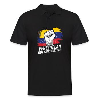 Pas vénézuélien mais favorable au drapeau vénézuélien - Polo Homme - noir - Devant - Kai (181cm)
