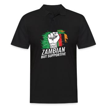 Not Zambian But Supportive Zambia Flag Country - Männer Poloshirt - Schwarz - Vorne - Kai (181cm)