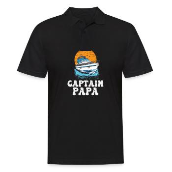 Captain Papa Pontoon King Motorboat Owner - Männer Poloshirt - Schwarz - Vorne - Kai (181cm)
