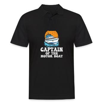 Captain Of The Motor Boat Pontoon King Lake Life - Men's Polo Shirt - black - Front - Kai (181cm)