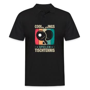 Coole Jungs spielen Tischtennis - Männer Poloshirt - Schwarz - Vorne - Kai (181cm)