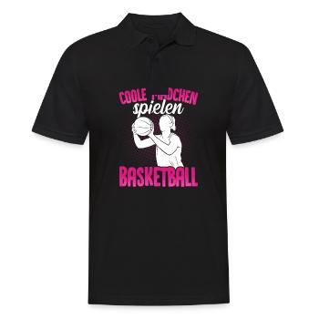 Coole Mädchen spielen Basketball - Männer Poloshirt - Schwarz - Vorne - Kai (181cm)