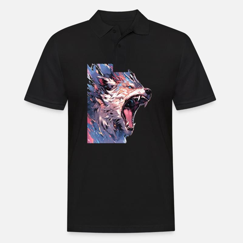 Wolf Wolfskopf Wölfe Waldbewohner Tiere - Männer Poloshirt - Schwarz