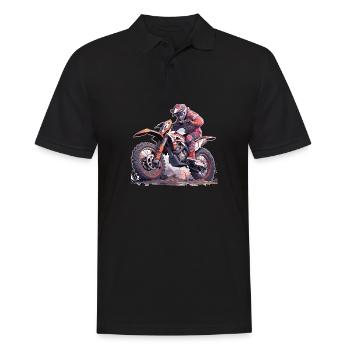 Motocross Dirtbike Motocrossfahrer Biker - Männer Poloshirt - Schwarz - Vorne - Kai (181cm)