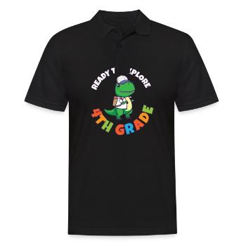 Back To School Day Ready to Explore 4th Grade Trex - Männer Poloshirt - Schwarz - Vorne - Kai (181cm)