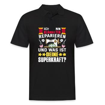 Klamotten reparieren Nähen Superkraft - Männer Poloshirt - Schwarz - Vorne - Kai (181cm)