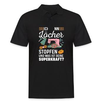 Löcher Nähen Geschenkidee Superkraft - Männer Poloshirt - Schwarz - Vorne - Kai (181cm)