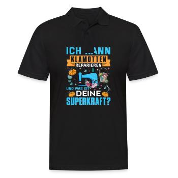 Klamotten reparieren Nähen Geschenkidee - Männer Poloshirt - Schwarz - Vorne - Kai (181cm)