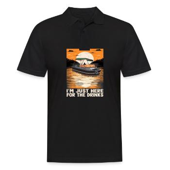 At Just Here For The Drinks Funny Motorboating - Men's Polo Shirt - black - Front - Kai (181cm)