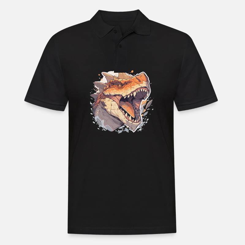T-Rex Dinosaurier - Männer Poloshirt - Schwarz