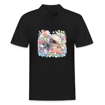 Tortue Lézard Tortue Bébés Tortues - Polo Homme - noir - Devant - Kai (181cm)