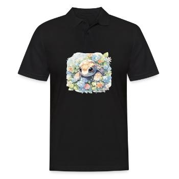 Tortue Lézard Tortue Bébés Tortues - Polo Homme - noir - Devant - Kai (181cm)