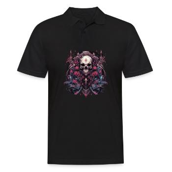 Totenkopf Skull Skulls Totenschädel Skelett - Männer Poloshirt - Schwarz - Vorne - Kai (181cm)