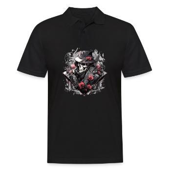 Totenkopf Skull Skulls Totenschädel Skelett - Männer Poloshirt - Schwarz - Vorne - Kai (181cm)