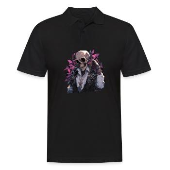 Totenkopf Skull Skulls Totenschädel Skelett - Männer Poloshirt - Schwarz - Vorne - Kai (181cm)