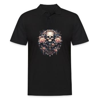 Totenkopf Skull Skulls Totenschädel Skelett - Männer Poloshirt - Schwarz - Vorne - Kai (181cm)