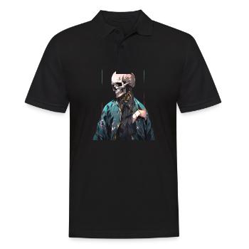 Totenkopf Skull Skulls Totenschädel Skelett - Männer Poloshirt - Schwarz - Vorne - Kai (181cm)
