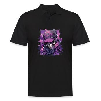 Totenkopf Skull Skulls Totenschädel Skelett - Männer Poloshirt - Schwarz - Vorne - Kai (181cm)