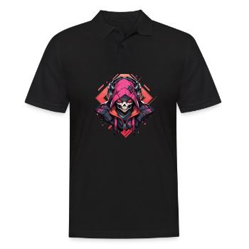 Totenkopf Skull Skulls Totenschädel Skelett - Männer Poloshirt - Schwarz - Vorne - Kai (181cm)
