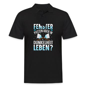 Fenster putzen oder in Dunkelheit leben - Männer Poloshirt - Schwarz - Vorne - Kai (181cm)