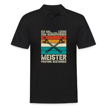 Besserwisser Meisterprüfung Geschenkidee - Männer Poloshirt - Schwarz - Vorne - Kai (181cm)