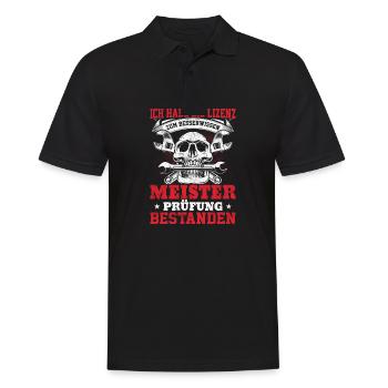 Lizenz Prüfung Meister Geschenkidee - Männer Poloshirt - Schwarz - Vorne - Kai (181cm)