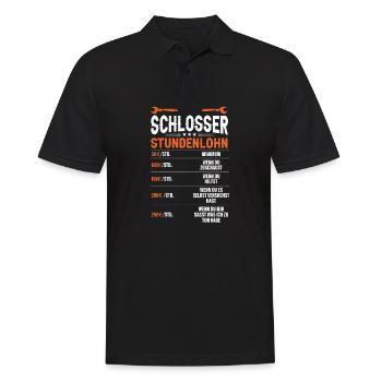 Schlosser Stundenlohn - Männer Poloshirt - Schwarz - Vorne - Kai (181cm)