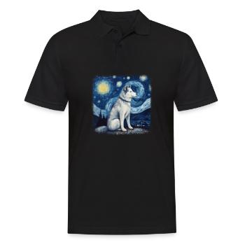 Malamute d’Alaska Van Gogh nuit étoilée - Polo Homme - noir - Devant - Kai (181cm)