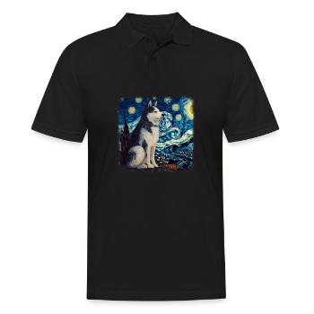Malamute d’Alaska Van Gogh nuit étoilée - Polo Homme - noir - Devant - Kai (181cm)