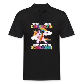 Tschüss Kindergarten Ich Bin Jetzt Ein Schulkind! - Männer Poloshirt - Schwarz - Vorne - Kai (181cm)