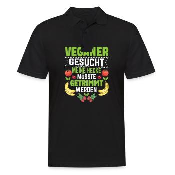 Veganer gesucht lustig Anti Vegan - Männer Poloshirt - Schwarz - Vorne - Kai (181cm)