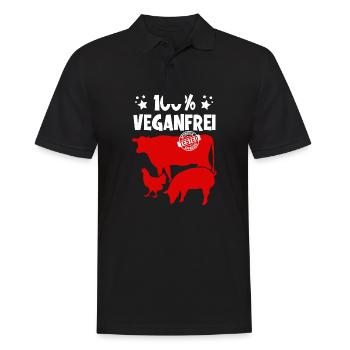 Veganfrei Fleisch Vegan - Männer Poloshirt - Schwarz - Vorne - Kai (181cm)