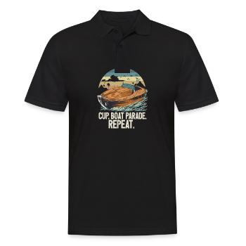 Motorboating Drinking Party Cup Boat Parade - Men's Polo Shirt - black - Front - Kai (181cm)