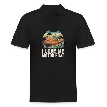 J’aime mon bateau à moteur La vie est meilleure au lac - Polo Homme - noir - Devant - Kai (181cm)