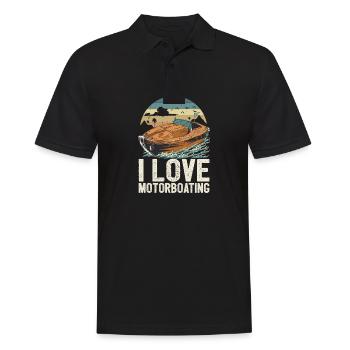 I Love Motorboating Life Is Better At The Lake - Men's Polo Shirt - black - Front - Kai (181cm)
