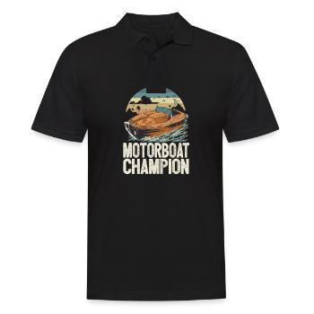 Motorboat Champion Lake Life Boat Parade Champ - Männer Poloshirt - Schwarz - Vorne - Kai (181cm)