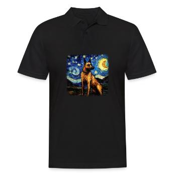 Nuit étoilée belge de Malinois Van Gogh - Polo Homme - noir - Devant - Kai (181cm)