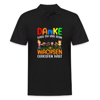 Danke dass du uns beim Wachsen geholfen hast - Männer Poloshirt - Schwarz - Vorne - Kai (181cm)