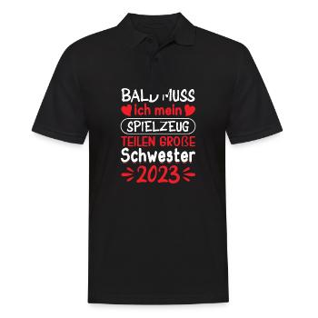 Große Schwester 2023 Spielzeug Kinder - Männer Poloshirt - Schwarz - Vorne - Kai (181cm)