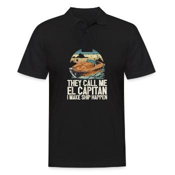 Ils m’appellent El Capitan Je fais du navire drôle - Polo Homme - noir - Devant - Kai (181cm)