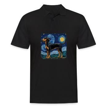 Black and Tan Coonhound Van gogh nuit étoilée - Polo Homme - noir - Devant - Kai (181cm)