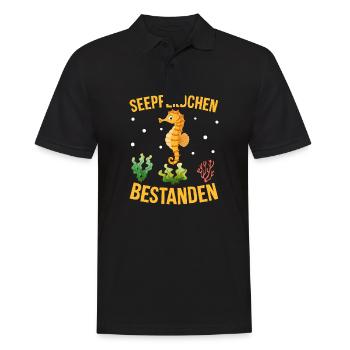 Seepferdchen bestanden - Männer Poloshirt - Schwarz - Vorne - Kai (181cm)