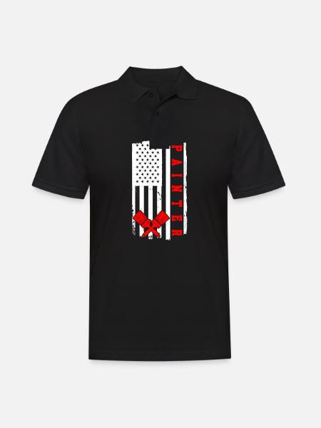 Flag USA Painter - Men's Polo Shirt - black