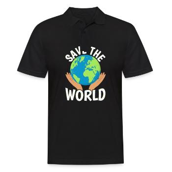 Save the World - Männer Poloshirt - Schwarz - Vorne - Kai (181cm)
